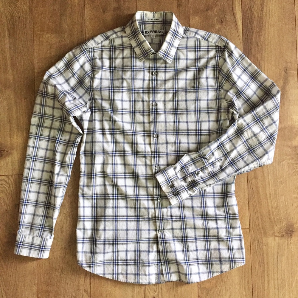 Express | Plaid button-up long-sleeve shirt - M